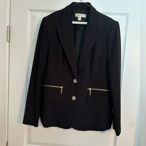 Michael Kors Black Blazer with Gold Zipper Details